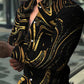 Fashion Men's Designer Starry Sky Purple Blue Gold Luxury Social Men's Shirt Lapel Large Size Casual Dot Print Long Sleeve Top