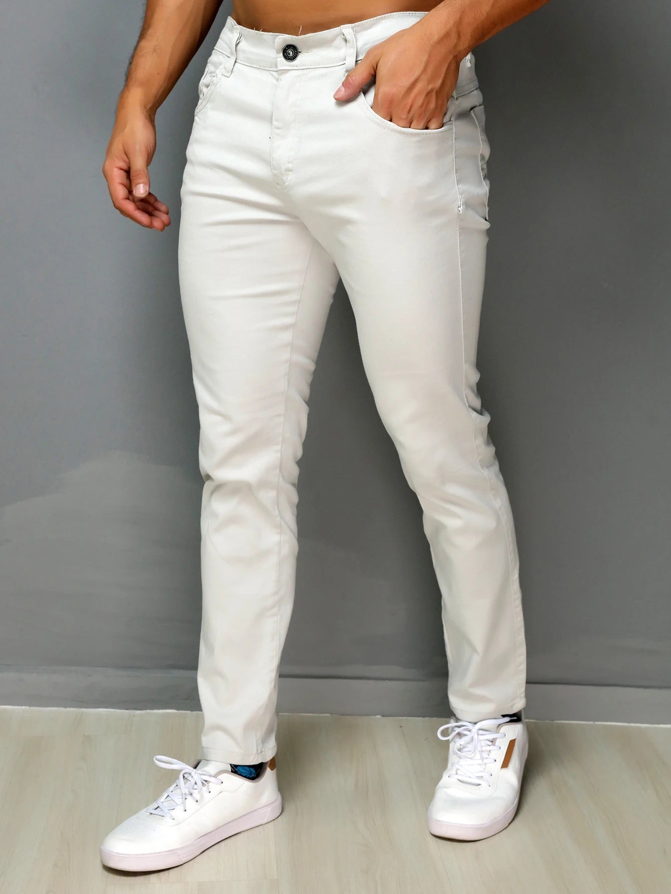 Calça Masculino CREMR BEGE ... Sarja Slim skinny Com Elastano Casual Top direto da FABRICA!!