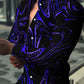 Fashion Men's Designer Starry Sky Purple Blue Gold Luxury Social Men's Shirt Lapel Large Size Casual Dot Print Long Sleeve Top
