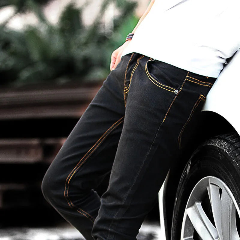 Wholesale 2021 Men's Fashion Thin Double Zipper Skinny Jeans Men Clothes for teenagers Boys Jeans streetwear Pants Men 28-34