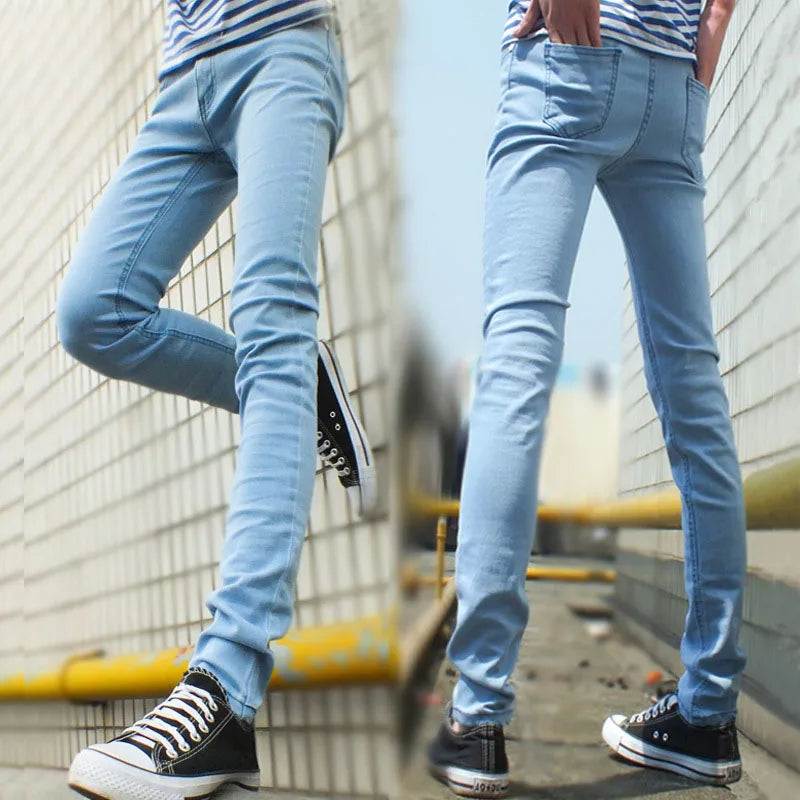 Wholesale 2021 Men's Fashion Thin Double Zipper Skinny Jeans Men Clothes for teenagers Boys Jeans streetwear Pants Men 28-34