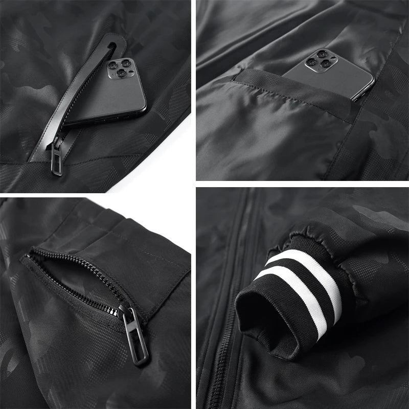 Autumn Men's Bomber Jackets Fashion Men Stretwear Windbreaker Pilot Coats Men Sports Baseball Uniform Jacket Clothing Large Size