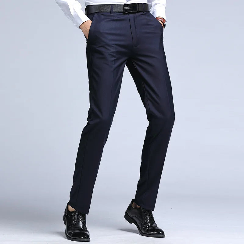 Suit Pants Men Straight Business Office Black Wine Red Plus Size 42 44 45 Slim Fit Spring Autumn Work Male Formal Trousers