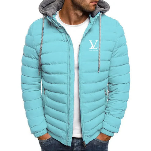 Men's new autumn and winter lightweight cotton-padded jacket, fashionable hooded jacket, outdoor sports hiking men's short coat