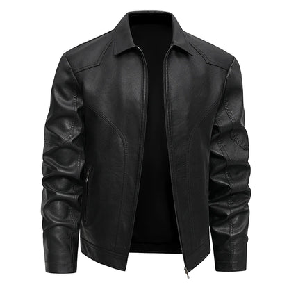 Spring Autumn Turn Down Collar Jackets Leather Coats Men Solid Moto Biker Outwear Slim Fit Casual Leather Jacket Plus Size M-8XL