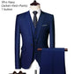 Men's 3 Piece Suit Set Solid Color for Wedding Formal Business Dress Blazer Vest Pants Classic Tuxedo Party Groomsmen