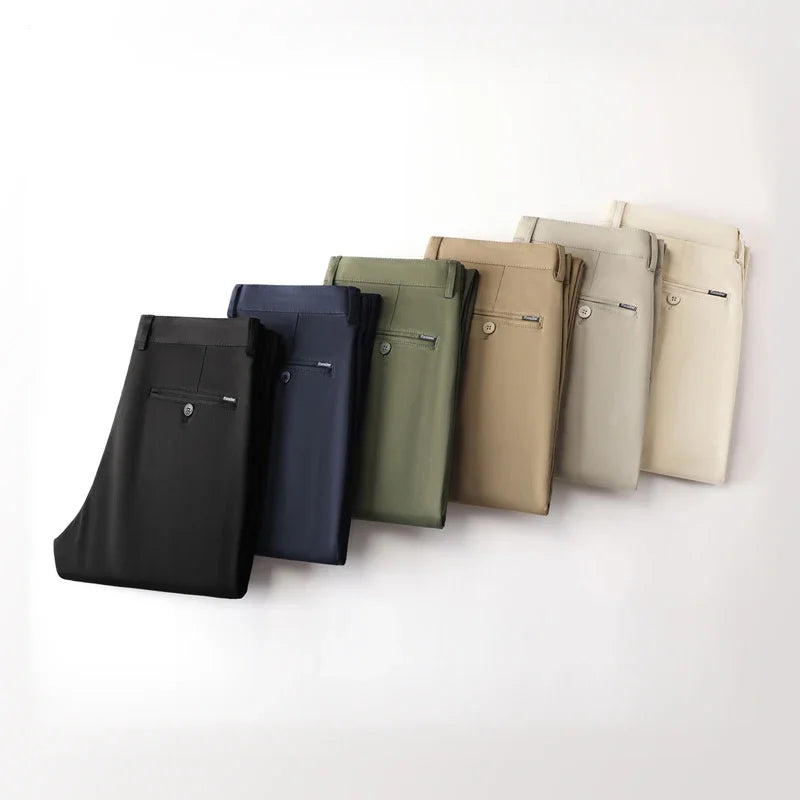 Men's Fashion Casual Pants Classic Style Business Straight Brand Fashion Anti-wrinkle Trousers Solid Color ArmyGreen Beige Khaki