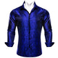 Designer Silk Shirts for Men Blue Gold Green Red White Black Paisley Embroidered Slim Fit Male Blouses Casual Long Sleeve
