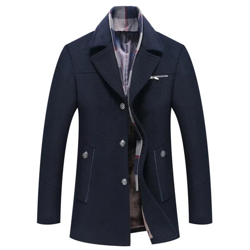 New Men Business Casual Woolen Blends Cashmere Trench Coats Winter Long Jackets Man Fleece Warm Overcoats Wool Blends Size 4XL