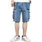 Men's Denim Shorts Cargo Multi-pocket Baggy Five-Point Jeans Shorts Fat Large Size Denim Shorts Plus Size 40 42 44