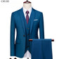 Men's 3 Piece Suit Set Solid Color for Wedding Formal Business Dress Blazer Vest Pants Classic Tuxedo Party Groomsmen