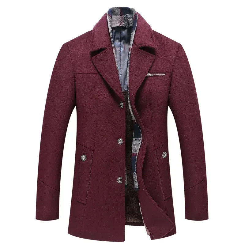 New Men Business Casual Woolen Blends Cashmere Trench Coats Winter Long Jackets Man Fleece Warm Overcoats Wool Blends Size 4XL