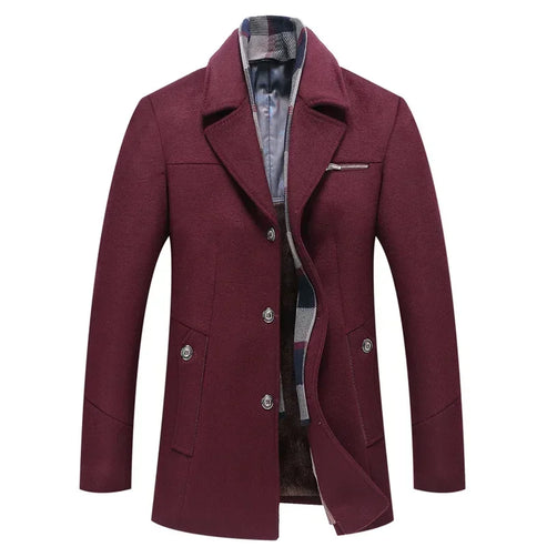 New Men Business Casual Woolen Blends Cashmere Trench Coats Winter Long Jackets Man Fleece Warm Overcoats Wool Blends Size 4XL