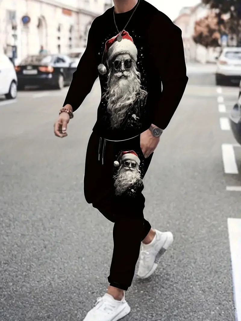 Christmas Clothing Set Spring Autumn Men Women Fashion 3D Printing Fashion Casual Sportswear Sweatshirt Jogging Pants 2Pcs Sets