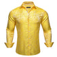 Designer Silk Shirts for Men Blue Gold Green Red White Black Paisley Embroidered Slim Fit Male Blouses Casual Long Sleeve