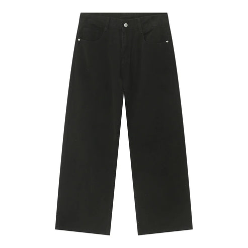 2025 Apricot black Men's Wear New Coffee Casual Denim Trousers Spring Loose Simple Vintage Wide Leg Male Jeans Korean Fashion
