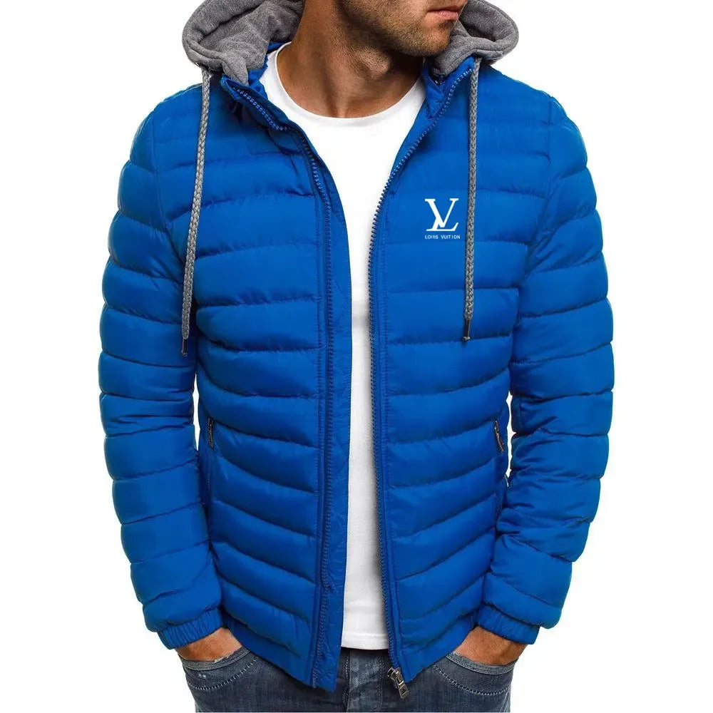 Men's new autumn and winter lightweight cotton-padded jacket, fashionable hooded jacket, outdoor sports hiking men's short coat
