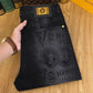 2025 Summer American Retro Loose Straight Leg Jeans for Men with Torn Holes, Patch Fabric, Versatile Long Pants in Blue