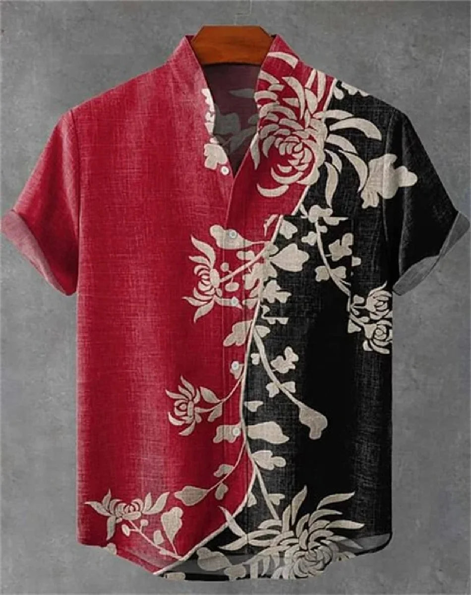 Chemise confortable à manches courtes en lin pour homme, motif géométrique tendance, décontractée, impression 3D HD, livraison r