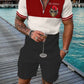 Summer Men's Luxury Polo Shirt Shorts Suit Fashion Trend Tracksuit 2 Pieces Vintage Tiger Print Outfit Set Male Casual Clothing