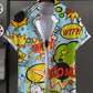 Men's Shirt Fashion Novel Graphic Tops Button Up Shirt Casual New Unisex Shirt Vacation Lapel Short Sleeves Shirt Graffiti Art