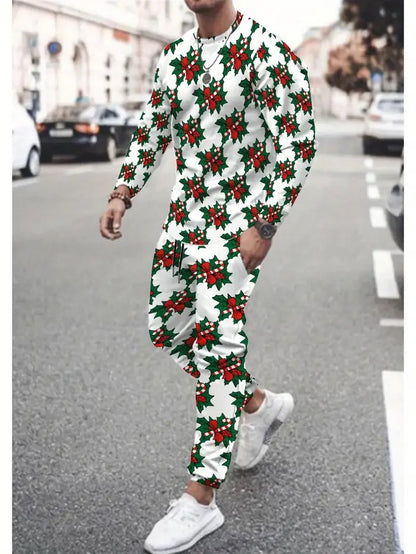 Christmas Clothing Set Spring Autumn Men Women Fashion 3D Printing Fashion Casual Sportswear Sweatshirt Jogging Pants 2Pcs Sets
