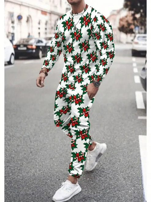 Christmas Clothing Set Spring Autumn Men Women Fashion 3D Printing Fashion Casual Sportswear Sweatshirt Jogging Pants 2Pcs Sets