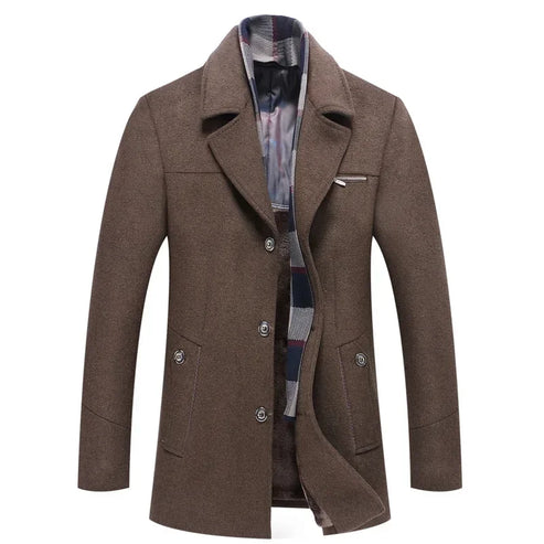 New Men Business Casual Woolen Blends Cashmere Trench Coats Winter Long Jackets Man Fleece Warm Overcoats Wool Blends Size 4XL