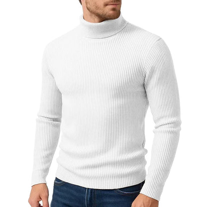 Winter New Style Men's Long-sleeved High-neck Casual Slim-fitting Knitted Pullover Warm and Comfortable Striped Jacket Top