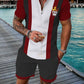 Summer Men's Luxury Polo Shirt Shorts Suit Fashion Trend Tracksuit 2 Pieces Vintage Tiger Print Outfit Set Male Casual Clothing