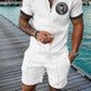 Summer Men's Luxury Polo Shirt Shorts Suit Fashion Trend Tracksuit 2 Pieces Vintage Tiger Print Outfit Set Male Casual Clothing