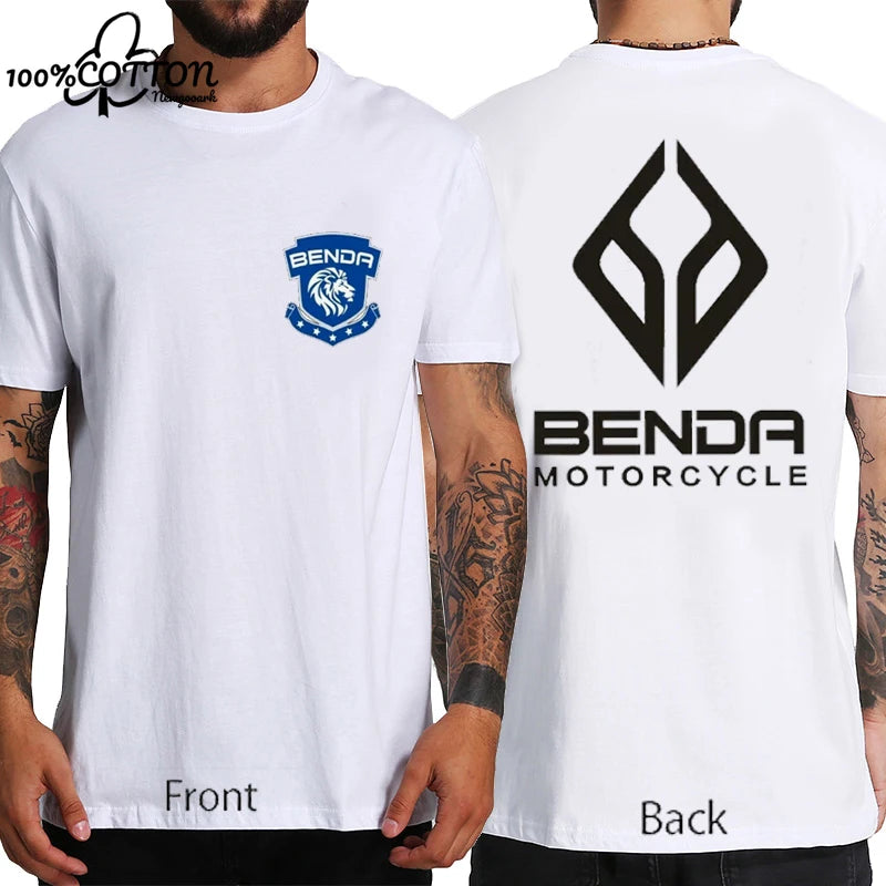 Harajuku Benda Motorcycle printed T-shirt 100%Cotton top Unisex shirt short sleeve O-neck Loose Street Fashion