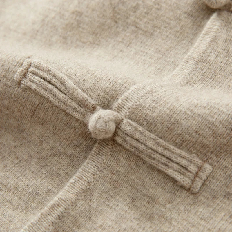 Autumn and winter new 100% merino wool men's cardigan retro Tang suit casual cashmere sweater knitted padded jacket