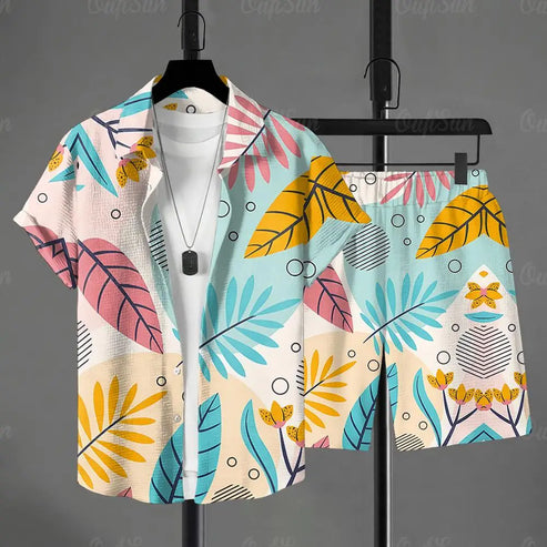Hawaiian Shirt Style Men's Short-sleeved Shirt Summer Short-sleeved Shirt Beach Short Suit Street Casual Y2k Mens Shorts Leisure