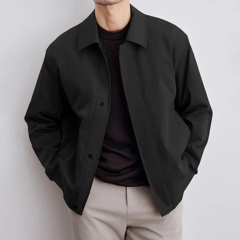 Men's Administrative Collar Jacket Pure Color Outerwear Spring Autumn New Style Fashion Brand High-End Sensation Long Sleeve