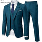 Men's 3 Piece Suit Set Solid Color for Wedding Formal Business Dress Blazer Vest Pants Classic Tuxedo Party Groomsmen