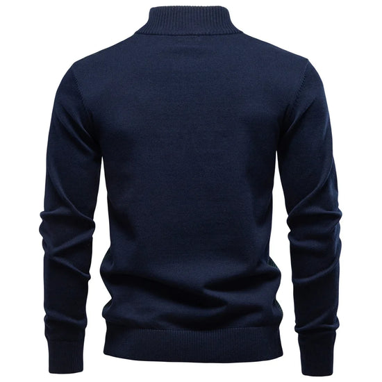 Autumn Winter New Fashion Men's Half Zipper Stand Collar Casual Trendy Business Slim Knitted Pullover Sweaters Male Clothes Tops