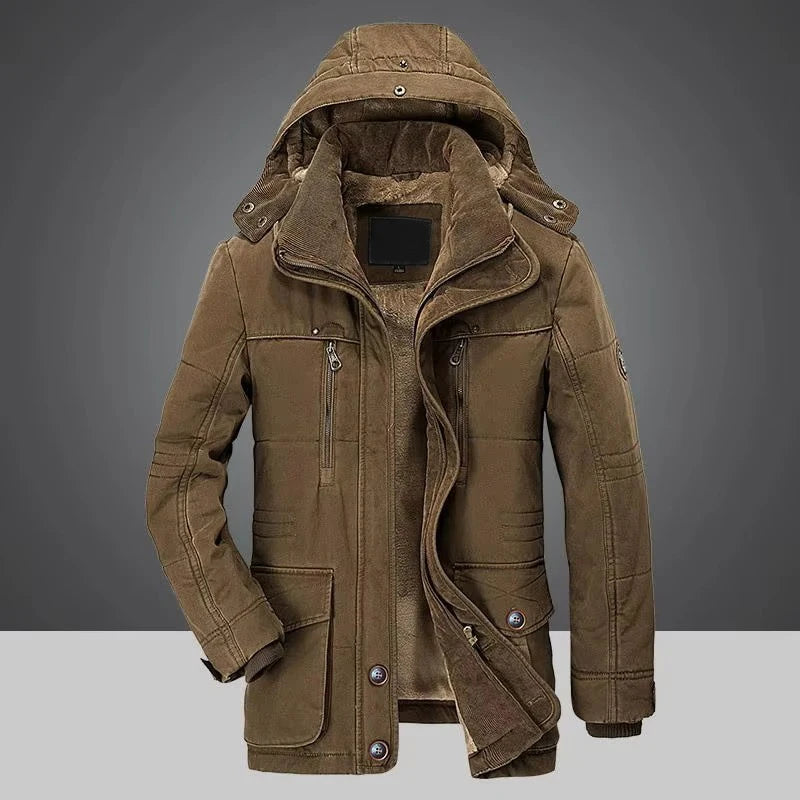 Windproof Fleece Jacket Men Warm Thick Windbreaker Military Coats Winter Hooded Parkas Outerwear Overcoat High Quality Clothing