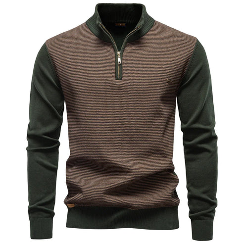 Autumn Winter New Fashion Men's Half Zipper Stand Collar Casual Trendy Business Slim Knitted Pullover Sweaters Male Clothes Tops