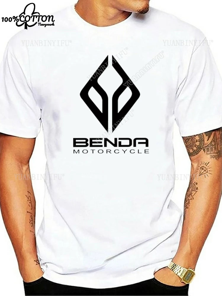 Harajuku Benda Motorcycle printed T-shirt 100%Cotton top Unisex shirt short sleeve O-neck Loose Street Fashion