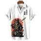 Fashion Cool Samurai Cat Graphic Shirt Japanese Style y2k Men's Streetwear Summer Casual Short Sleeve Buttons Hawaiian Shirts