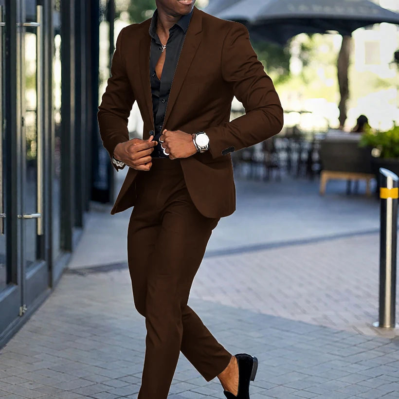 Fashion Black Slim Fit Men Suits Wedding Tuxedos Business Party Prom Best Blazer Sets Masculino 2 Piece Costume Homme Coat Pants