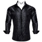 Designer Silk Shirts for Men Blue Gold Green Red White Black Paisley Embroidered Slim Fit Male Blouses Casual Long Sleeve