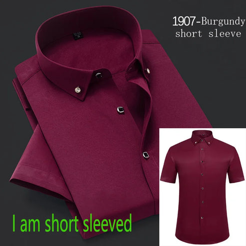 Men's Long Sleeved Shirt Spring and AutumnWhite Casual High Cotton Anti Wrinkle Professional Dress Shirt Men's Diamond Button