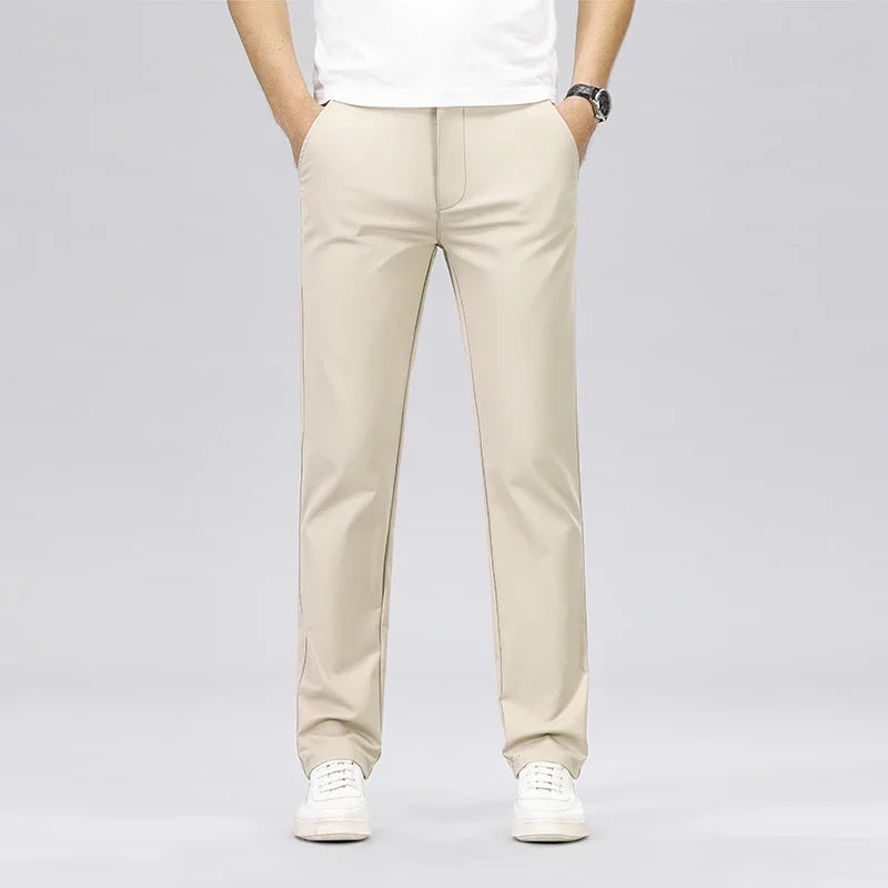 Men's Fashion Casual Pants Classic Style Business Straight Brand Fashion Anti-wrinkle Trousers Solid Color ArmyGreen Beige Khaki
