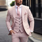 New Beige Business Suit Men Tuxedos Groom Groomsman Prom Wedding Party Formal 3 Piece Set Jacket Vest Pants