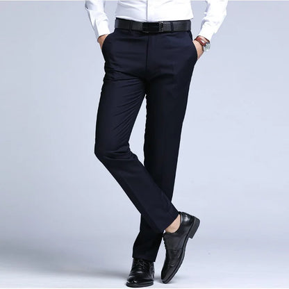 Suit Pants Men Straight Business Office Black Wine Red Plus Size 42 44 45 Slim Fit Spring Autumn Work Male Formal Trousers