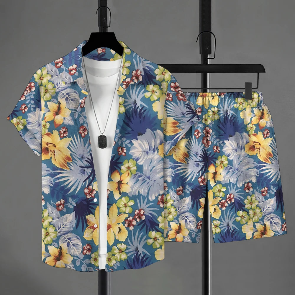Hawaiian Shirt Style Men's Short-sleeved Shirt Summer Short-sleeved Shirt Beach Short Suit Street Casual Y2k Mens Shorts Leisure