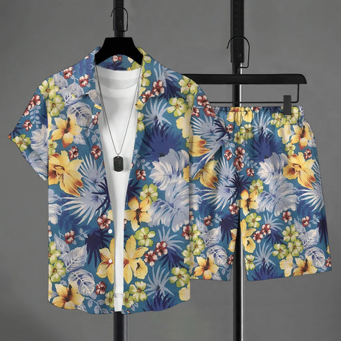 Hawaiian Shirt Style Men's Short-sleeved Shirt Summer Short-sleeved Shirt Beach Short Suit Street Casual Y2k Mens Shorts Leisure