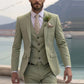 New Beige Business Suit Men Tuxedos Groom Groomsman Prom Wedding Party Formal 3 Piece Set Jacket Vest Pants